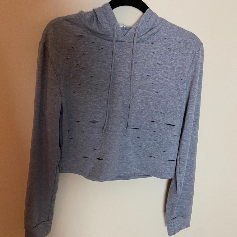 Distressed Cropped Hoodie